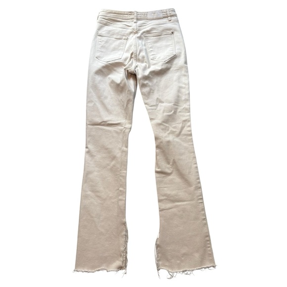 ZARA Ecru Wide Straight Leg Side Vent High Rise Jeans, Sz 6, 32.5” Inseam - Picture 2 of 11